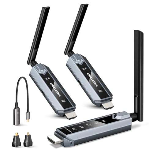 VENTION Émetteur et récepteur HDMI sans Fil 656FT/200M pour Ordinateur Portable/PC, 2,4 G+5G Plug&Play, kit d'extension HDMI sans Fil 4K pour PS5 et Xbox...