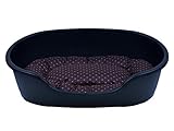 adena Hundekorb 58 x 38 cm anthrazit + Kissen Tupfen braun