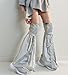 Insdark Long Goth Leg Warmers Y2k Women Flare Drawstring Punk Grunge Fashionable Emo Gothic Alt Cute Flared Strap Steampunk 80s Hippie Ice Skating Baggy Summer Legwarmers, Light Grey