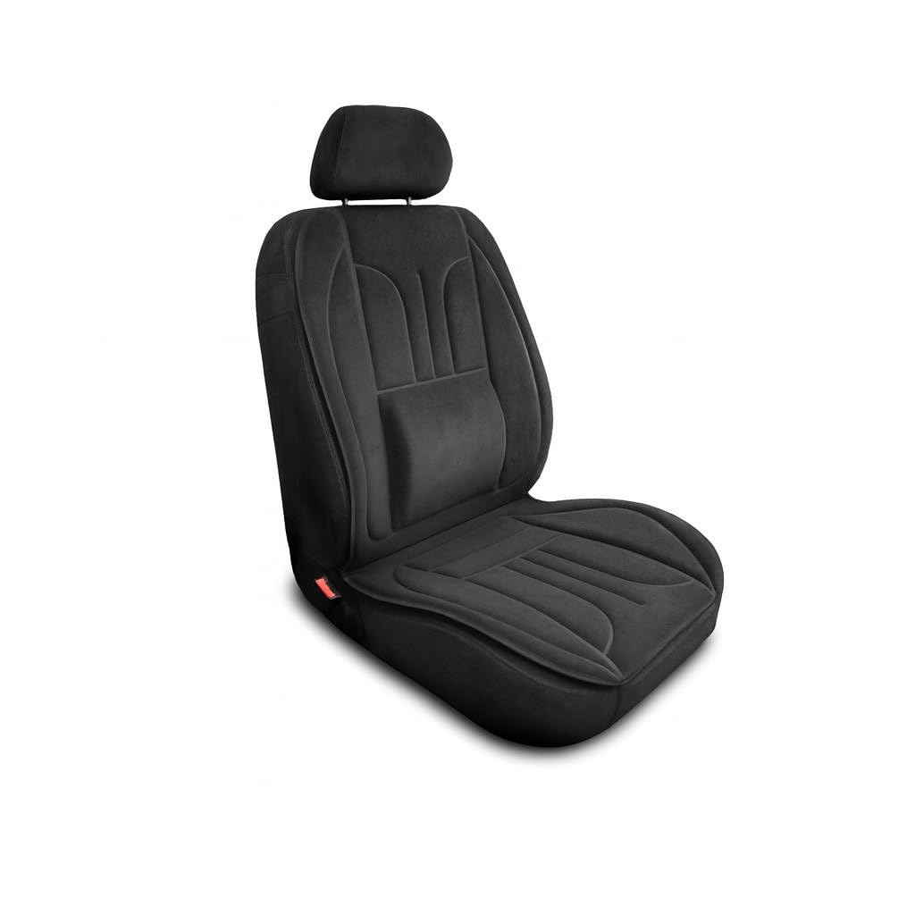 Sitzauflage Auto Vordersitze Autositzmatte Wasserdicht Autositzbezug Fahrersitz Universal Sitzschutz Velours Schwarz für Airbag geeignet 1 Autositz Vorne