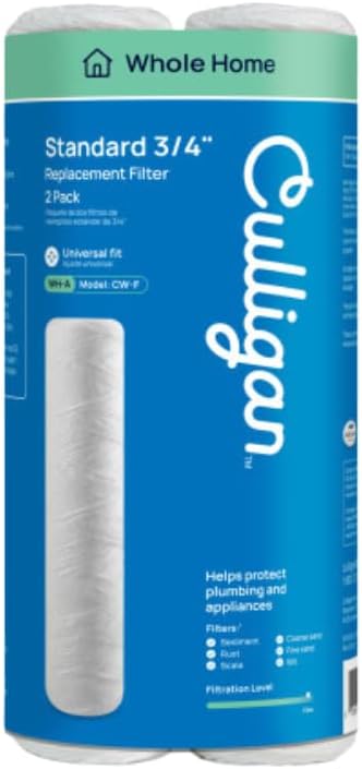 Culligan CW-F Sediment Replacement Cartridge Polypropylene Cord-Wound, 10 Micron, 12,000 Gallon Capacity, 2-Pack