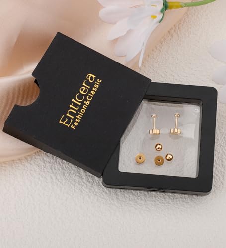 Enticera G23 Titanium Opal Earrings For Sensitive Skin Handmade Flower Screw Back Opal Stud Earrings 20G 14K Gold Hypoallergenic Nap Earrings For Helix Cartilage Piercing Gold 3Mm thumb #3
