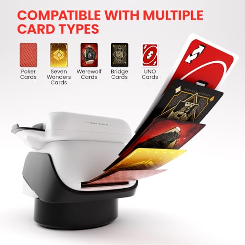 Image of Automatic Card Shuffler and Dealer 2-in-1 Includes 2 Decks, Handles 2 Decks & 8 Players with 4 Wireless Remotes, 360 /180 Dealing, Ultra Quiet & Rechargeable for Poker, UNO, Phase 10, Texas