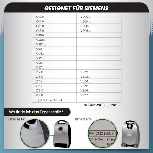 McFilter I 16 Staubsaugerbeutel kompatibel mit Siemens Typ G All VZ41FGALL / VZ16GALL Serie VS06 Q2.0 Q3.0 Q5.0 Q8.0 VSQ5 VSQ8 Z 2.0 Z 3.0 Z 5.0 Z 7.0 synchropower I mit Staubverschluss I inkl. Filter