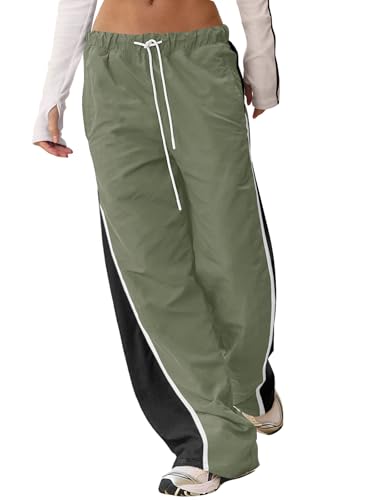 TEMOFON Womens Baggy Wide Leg Pants Casual Elastic Waisted Palazzo Drawstring Harem Pants With Pockets Womens Clothes Waffle Knit Work Trousers