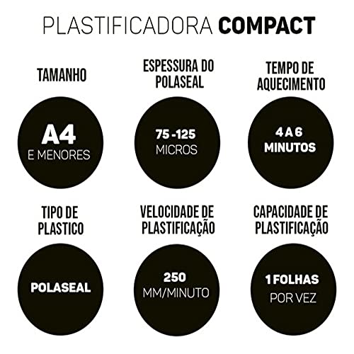 Plastificadora A4 Documentos Compact 127V - Menno Cor:Preta