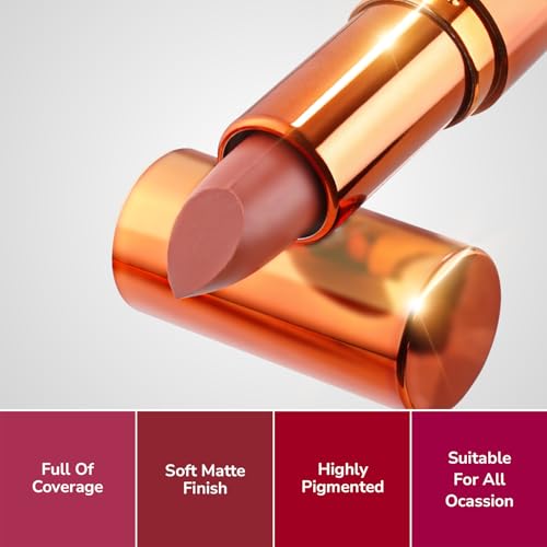 Image of Mila Beaute Bold & Matte Long-Lasting Lipstick | Highly Pigmented Soft Matte Finish | Lightweight & Hydrating with Jojoba Oil | Shade - (Flash Back 4.2g)