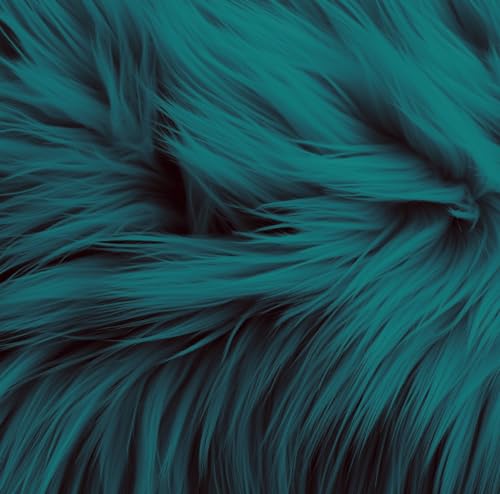 Image of FabricLA Shaggy Faux Fur Square - 20 inch X 20 inch Inches Pre-Cut - Use Fake Fur Fabric for DIY, Craft Fur Decoration, Fashion Accessory, Gnome, Hobby - Dk Turquoise