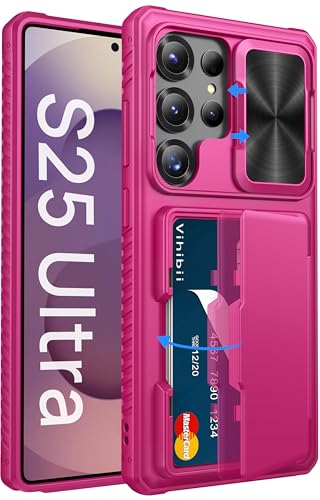 Vihibii for Samsung Galaxy S25 Ultra Case Wallet Card Holder Hot Pink