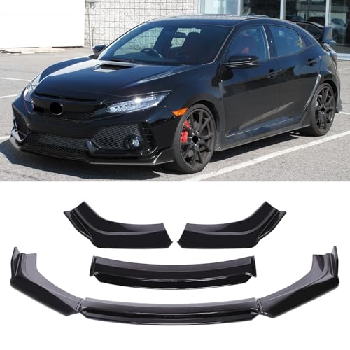 DEERMOTO Universal Front Lip for Car,4 PCS Kit Front Bumper Lip Spoiler Diffuser Protector Wide Body Kit Compatible with Honda Civic Toyota Hyundai Nissan Chevy Camaro Dodge Cadillac Altima