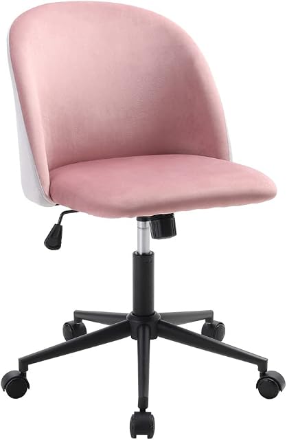 Warmiehomy Office Chair Velvet-Feel Swivel Chair Height Adjustable Desk Chair Ergonomic Computer Chairs Comfy Padded Makeup Seat Vanity Chair For Bedroom Home Office Pink&grey
