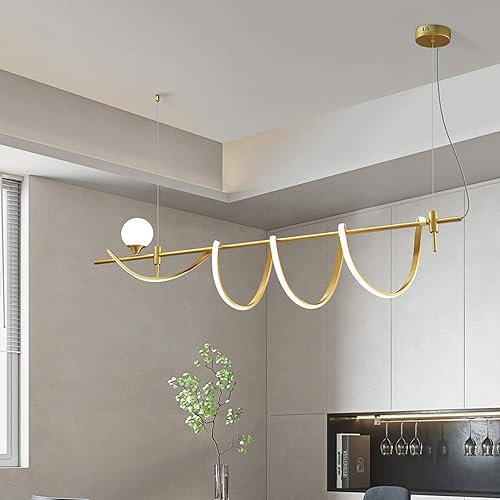Lustre linéaire moderne à LED au design géométrique suspendu