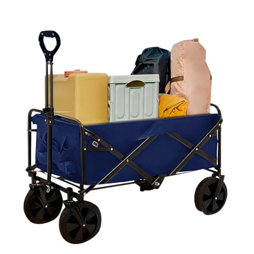 Neo Heavy Duty Large Capacity Foldable Collapsible Garden Trolley Cart (Navy)