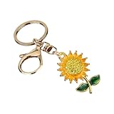 YiNLuax Llavero con temática de girasoles, construcción de metal, soporte para flores, ligero, portátil, joyería de moda, llavero de moda para estudiantes, Oro de imitación, Talla única