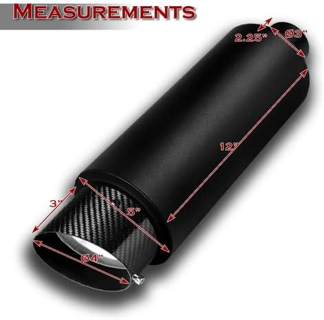 Universal 4" Carbon Fiber Slant Tip T-304 Stainless Steel Weld-On Exhaust Muffler 3" Inlet + Silencer