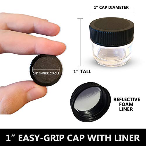 100-Pack 5Ml Thick Glass Containers With Black Airtight Lids & Reflective Foam Liner - Jars For Oil, Lip Balm, Wax, Cosmetics, Makeup, Concentrate #TOP1