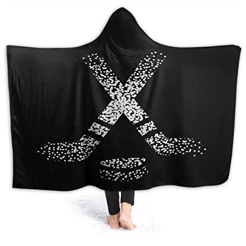 Homiehug Play Hockey Hooded Blanket Wearable Soft Cozy Flannel Throws for Couch Bed Room Travel Camping Outdoor/Indoor Fuzzy Child Women Gifts All-Seasons 40"x50" in for Kids