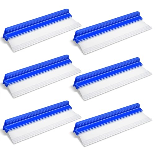 6 Pack 12 Inch Car Drying Squeegee, 3-Layer Silicone T-Bar Water Blade – Professional Automotive Wiper for Car, Windshield, Window, Mirror & Bathroom, Soft Flexible Scraper Tool (Blue) by Giloaou - Used condition - US$19.94