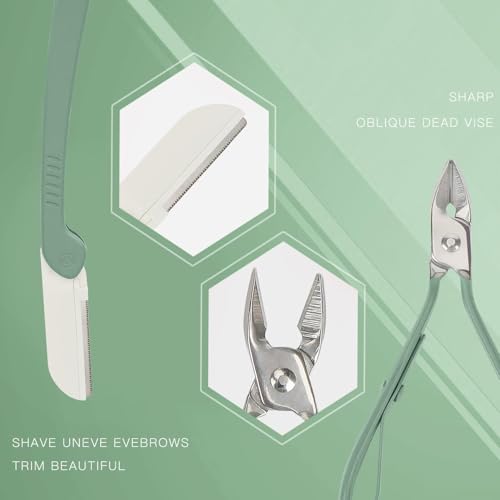 ETTA Manicure Set, 18pcs Nail Clippers Pedicure Kit with PU Leather Case Nail Care Kit Professional Tools Gift for Women Wife Girlfriend Parents (Green and Black) - Image 5