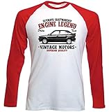  TEESANDENGINES - Maglietta a maniche lunghe da uomo Alfa Romeo 33, colore: Rosso bianco XL