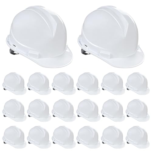 Cascos duros de protección con correas autoajustables contra impactos en obras, 20 uds.