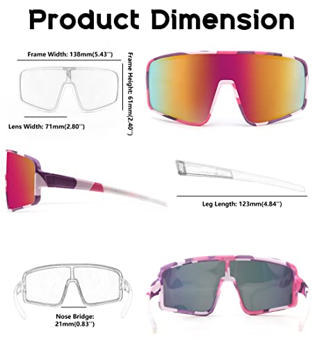 FEISEDY Sports Sunglasses, Polarized Oversized Shield for Women Men Youth, Baseball Cycling Running Outdoor Visor B2988 — view 5