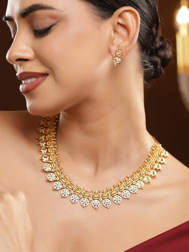 Image of Rubans Gold Plated Festive Temple Jewellery Set for Women Latest