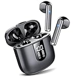 Jesebang Wireless Earbuds, 2023 Bluetooth 5.3 Headphones, Stereo Earphones with ENC Mic, Headphones in ear earbuds Dual LED Display, 30H Playtime, Gym IP7 Waterproof, Nebula Black