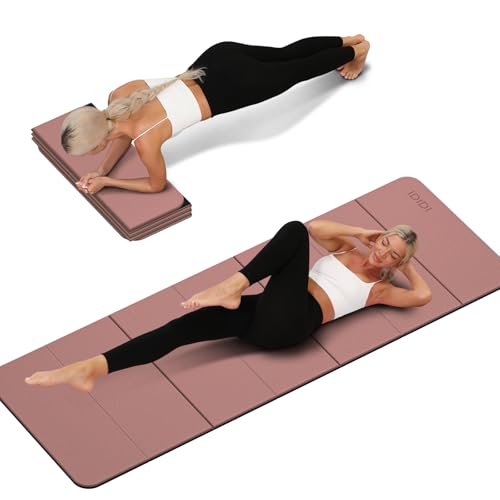 Foldable Yoga Mat Extra Thick 0.32 Inches Eco-Friendly POE Material, Non-Slip Design Fitness Mats, Multi-Purpose Workout Mats For Studio or Home Use (70 x 24 x 0.32 inches)