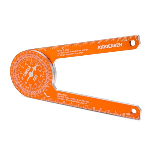 Jorgensen 7 Inch Aluminum Miter Saw Protractor Laser-Etched Angle Finder for Carpenters & Contractors
