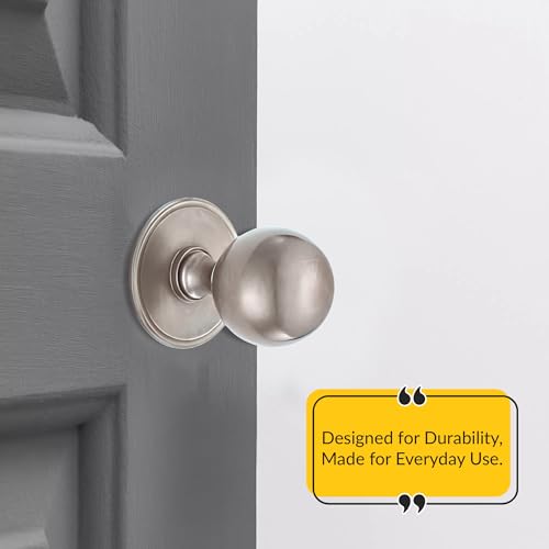 BRIXWELL 900-10221SNK-XCP2 Metal Round Closet Knob Backplate Satin Nickel 2-3/4\" - Pack of 2 - Thumbnail 5