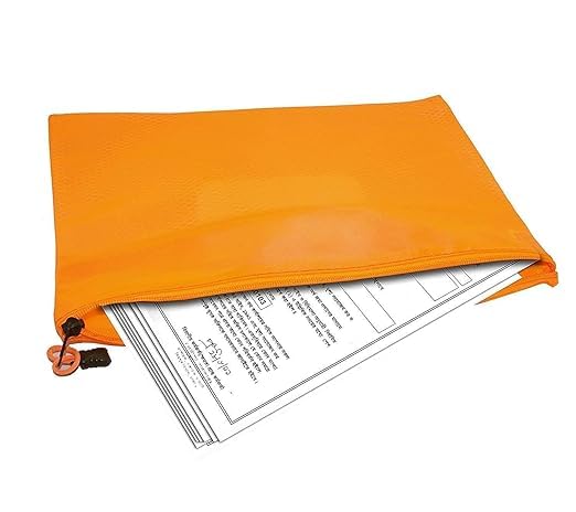 HCS Transparent A/3 Size Plastic Reinforced with Threads Mesh Bag with Zipper Organize Supplies Document Holder/Storage/Cosmetic/Travel/Note Book Cover (44cm X 31.5cm) (Pack of 5) 4