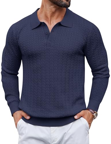 COOFANDY Men Long Sleeve Quarter Button Sweaters...
