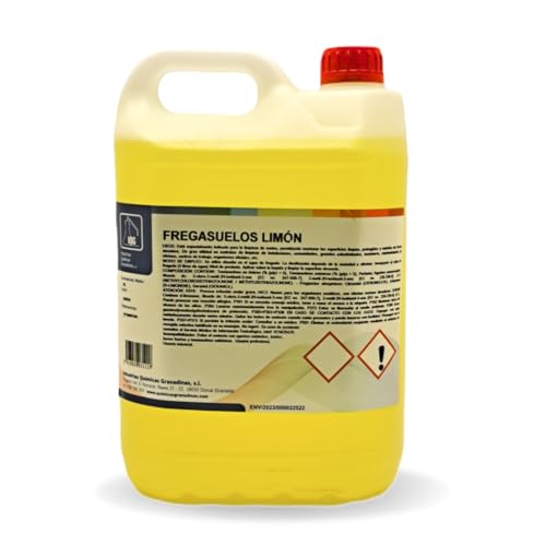 IQG Fregasuelos 5L. Limpiador de suelos perfumado y concentrado. Gracias a su pH neutro es ideal para la limpieza de todo tipo de suelos como mármol, terrazo, cerámico, parket, etc (LIMON)