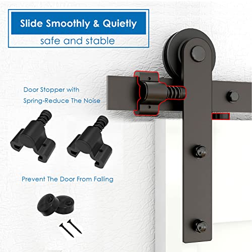 Ccjh 6Ft Heavy Duty Sturdy Sliding Barn Door Hardware Kit -Smoothly And Quietly -Easy To Install Fit 36" Wide Door Panel (Simple Hanger) #TOP4