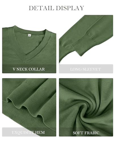 Image of Women's Spring Sweaters 2026 Casual Long Sleeve Pullover V Neck Lightweight Sweatshirts Cute Blouse Tops