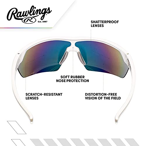Rawlings 134 Kids Sunglasses For Baseball And Youth Softball Sunglasses - 100% Uv Lightweight Poly Lens With Stylish Shield Lenses(White/Orange) #TOP3