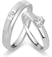 Meissa 925 Stelring Silver Wide Wedding Band for Men Handmade Diamond Ring for Women Matching Pro...