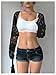 Verdusa Crochet Cropped Shrugs For Women Y2K Lightweight Cardigan Bolero Shrug Hollow Out Knit Top Black Large