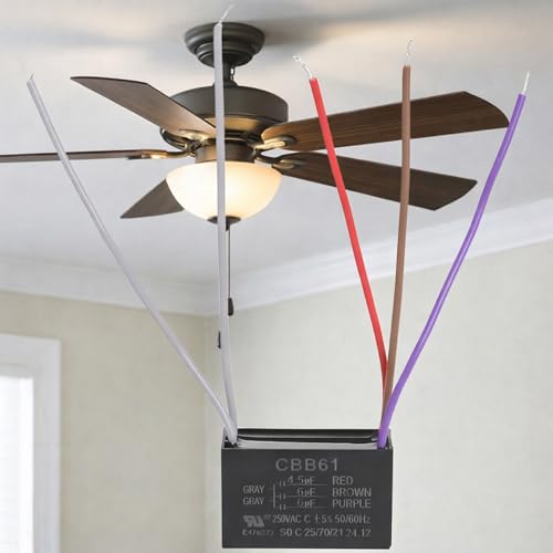 Ceiling Fan Capacitor 5 Wire for Compatible with New TECH Harbor Breeze 4.5uf 6uf 6uf 50-60Hz AC 250V CBB61