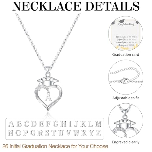 Graduation Gifts, Graduation Gifts for Her Initial Necklaces for Women Class of 2025 Gift Letter A - Z High Shool Senior Master Degree Graduate Necklace for Daughter Sister Granddaughter Girlfriend