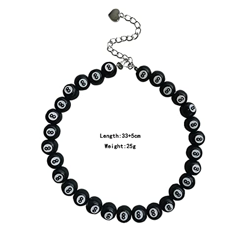 Y2K Billiard 8 Choker Statement Necklace - Gothic Emo Cool Punk Black Chain for Women and Men2