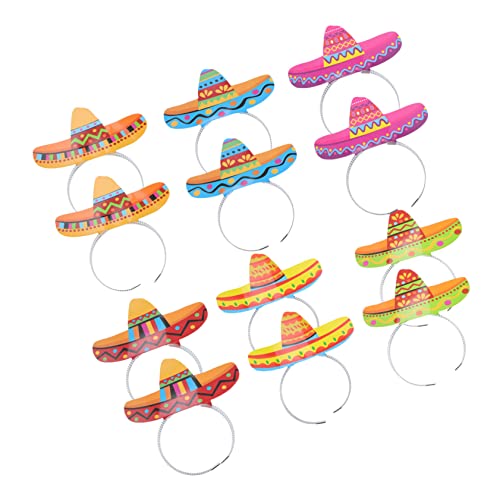 CLISPEED 12 Piezas Diadema Mexicana Divertido Sombrero De Fiesta Venda Diadema Fiesta Diademas Adulto Sombreros Para Broche De Pelo Mexicano Diadema De Sombrero Mexicano Papel