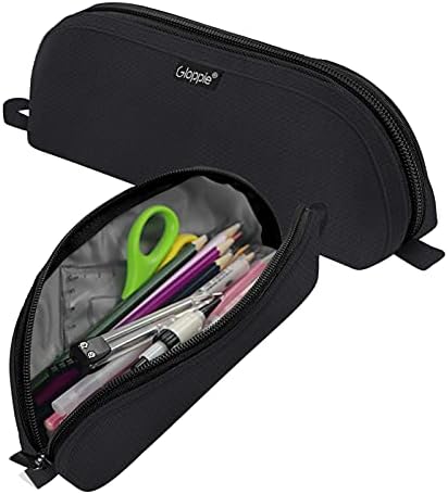 Gloppie Black Pencil Case School Pen Pouch Box Supplies Stationery Office Holder Desk Organizer High Capacity Storage Bag Pencil Cases for Women Men