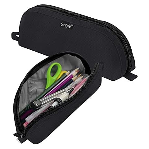 Gloppie Black Pencil Case School Pen Pouch Box Supplies Stationery Office Holder Desk Organizer High Capacity Storage Bag Pencil Cases for Women Men Cover