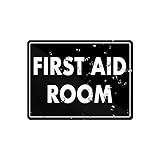 First Aid Room Sign For Business Self Adhesive Signs Industrial Warning Signs For Office Outdoor Indoor Supplies 8'X6' (Black And White)