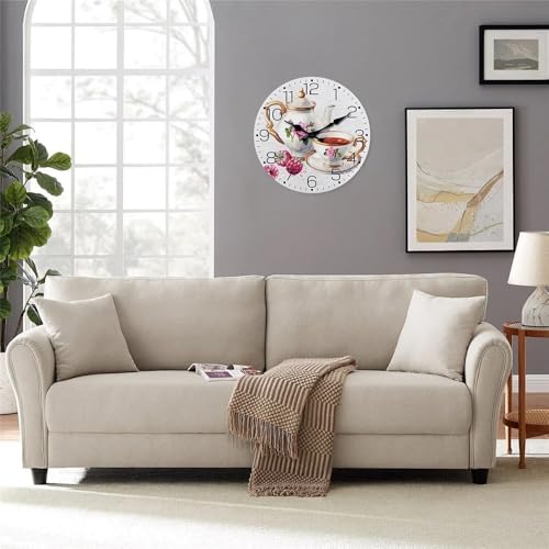 Horloge murale rétro en bois 16 pouces à quartz silencieuse - 5