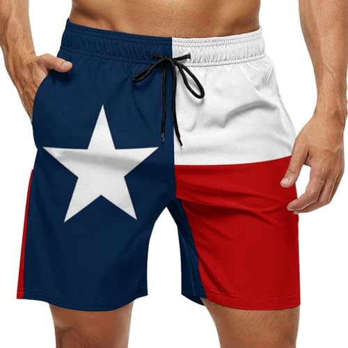 Texas Flag Swim Trunks for Mens, Lone Stars Quick Dry Beach Shorts with Mesh Lining Mens Bathing Suit2