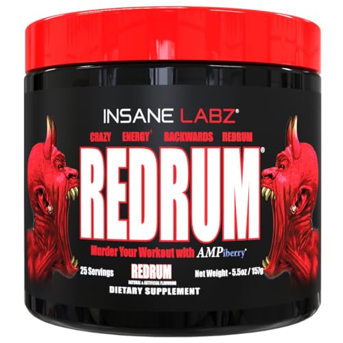 Image of Insane Labz Redrum High Stim Pre-workout NO Booster Powder, Loaded with Beta Alanine, Agamatine Sulfate, Taurine and Fueled by AMPiberry & OXYgold for Strenth and Recovery, 25 Servings, REDRUM (Grape)