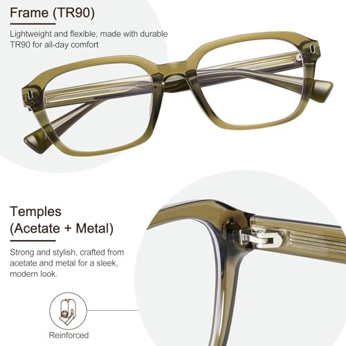 Image of Dollger Blue Light Glasses Men Vintage Thick-Framed Rectangle Non-Prescription, For Computer,Gaming, Phone Use